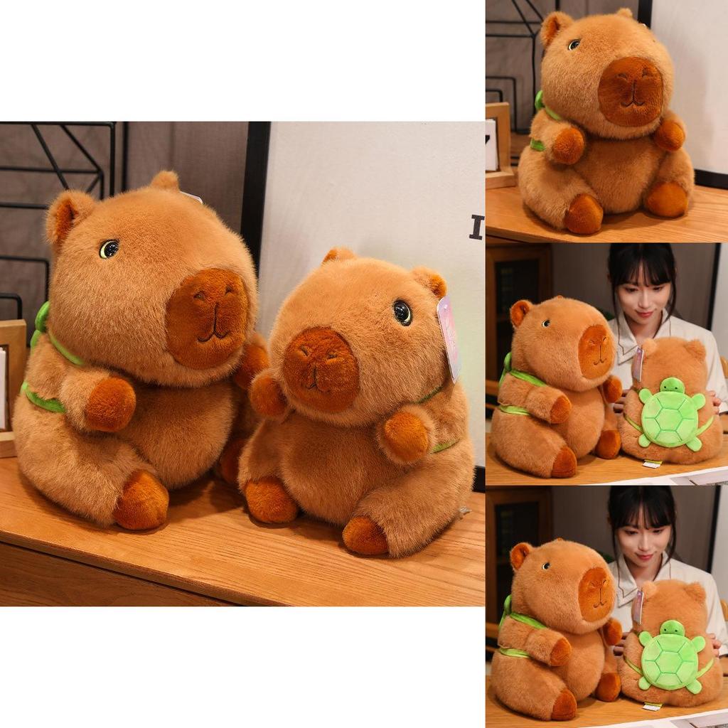 Cartoon Capybara Plush Toy With Turtle Backpack Design For Kids