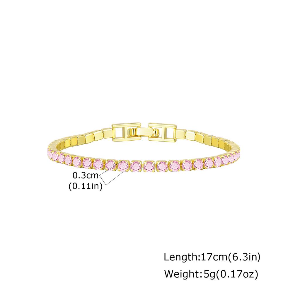 Adjustable Colorful Crystal Tennis Bracelet for Women High Quality 3mm Cubic Zircon Chain Bracelets Luxury Fashion Jewelry Gift