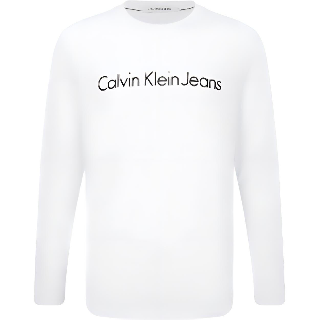 

Calvin Klein Logo Printed Crew Neck Long Sleeve T-Shirt Men Tops White J319455-YAF XL