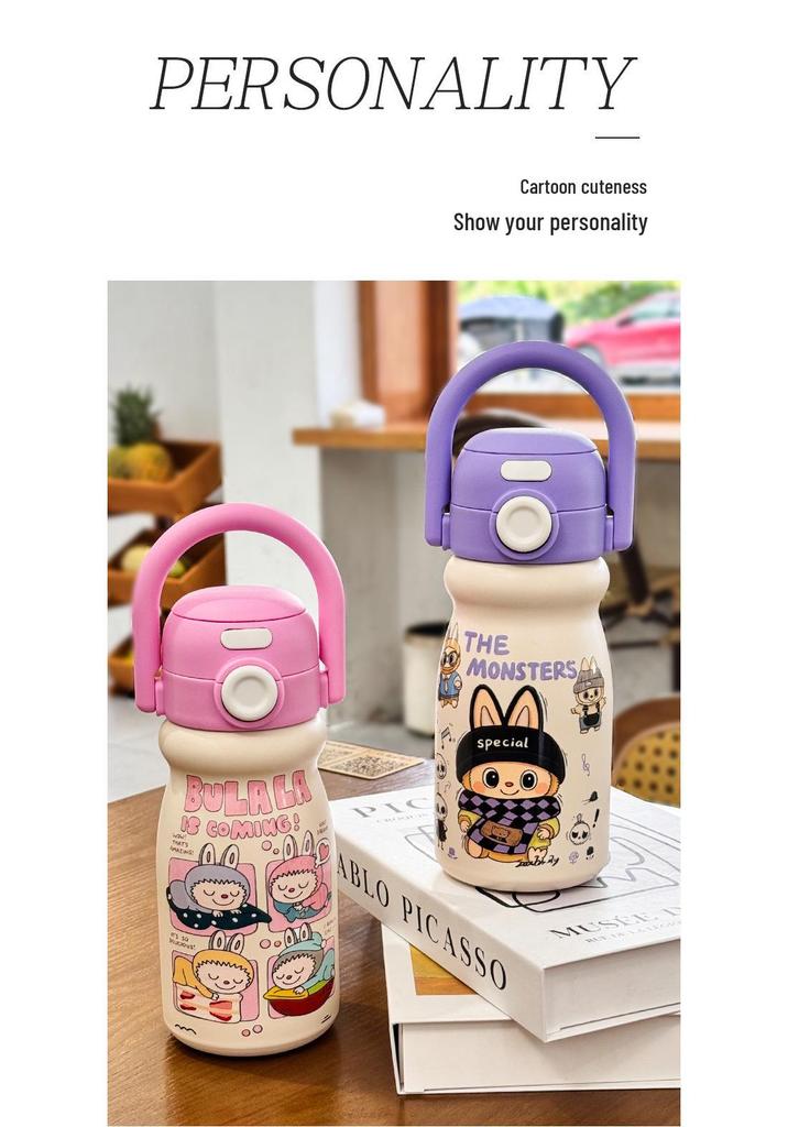 316 Stainless Steel Kids' Cartoon Thermos Cup - Cute, Portable, with Handy Strap and Large Capacity