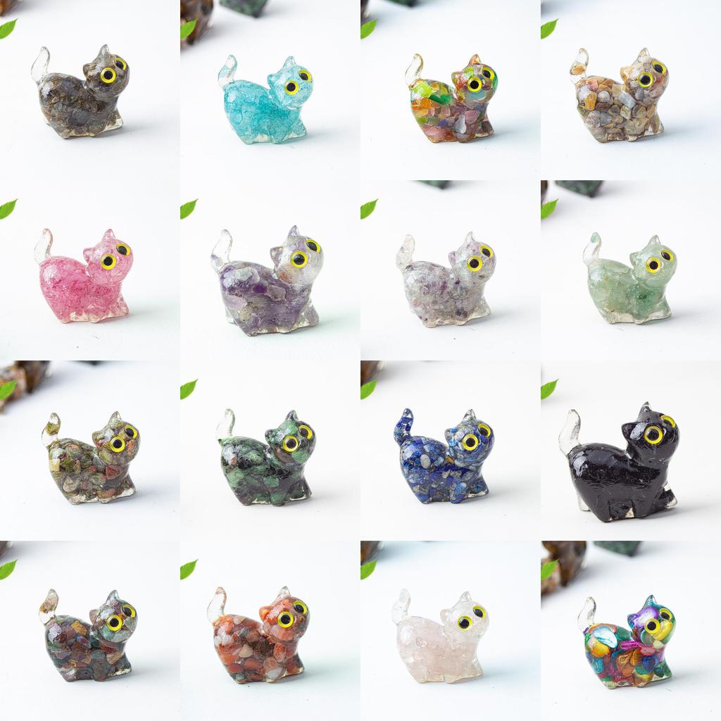 Figurine Artistique en Résine Chat de Cristal Faite à la Main avec un Design Dynamique Pour la Décoration Intérieure et les Cadeaux