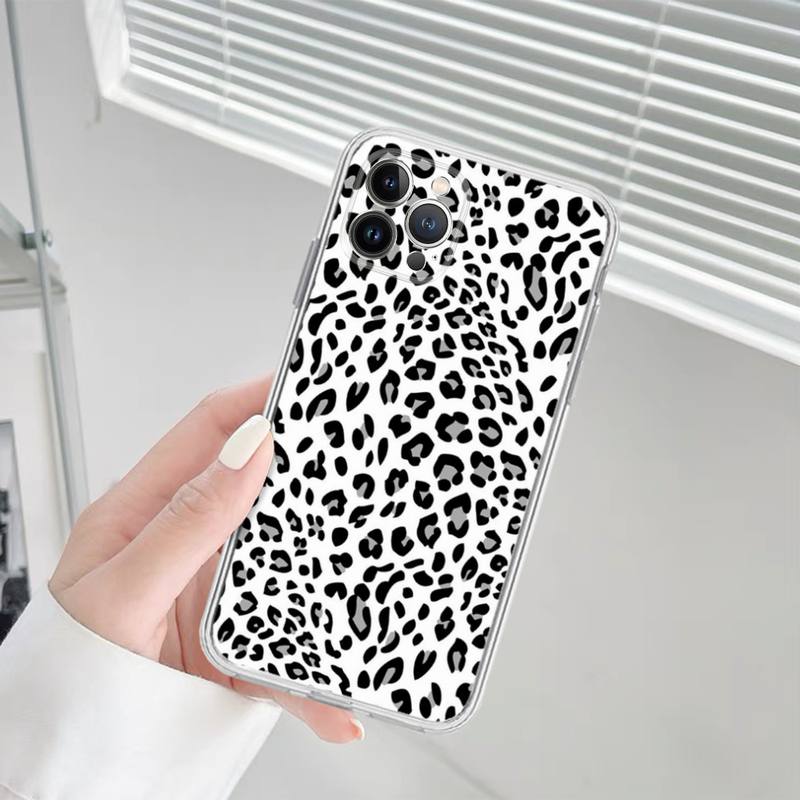 Custodia per telefono in silicone morbido con texture zebrata di mucca dalmata bianca e nera per iphone 14 13 12 11 Pro Mini XS MAX 8 7 6 Plus X XS XR
