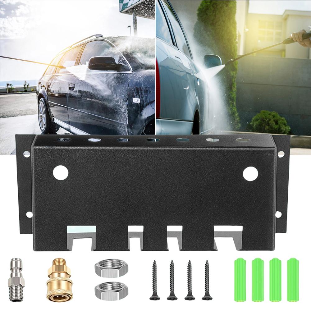 Pressure Washer Gun Holder Fit 1/4 Quick Connector Nozzle Tip and Wand Extension Storage Rack Wall Mounted Foam Cannon Holder