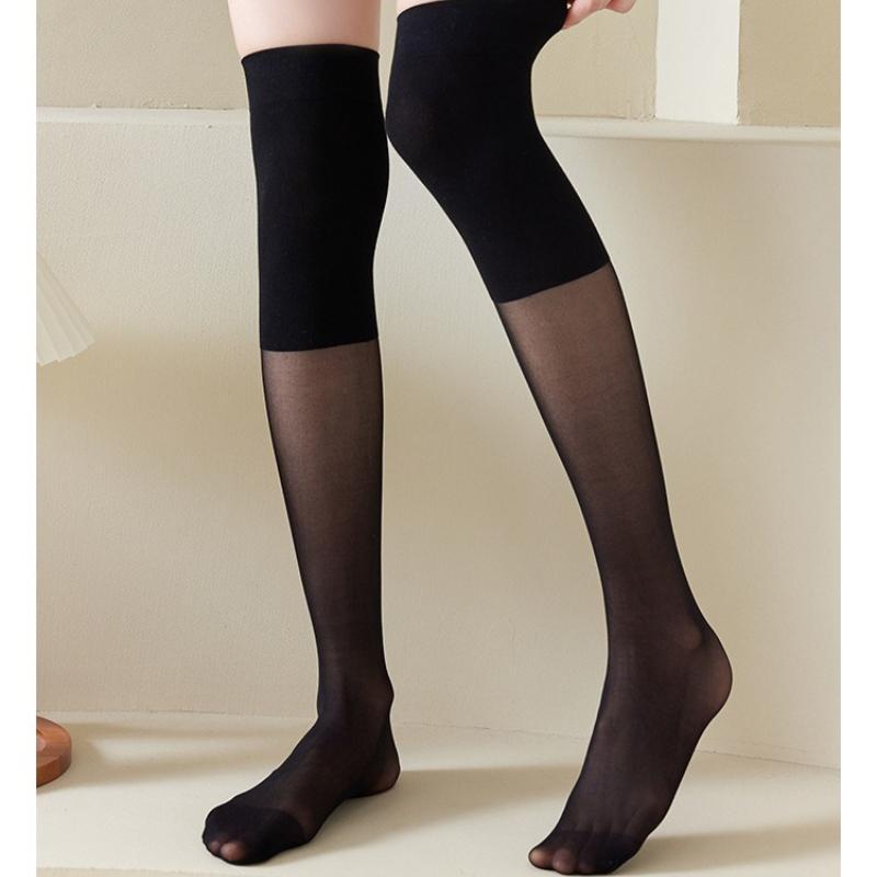 Women's Knee High Stockings for Air Conditioned Rooms Thin Seamless Over The Knee Long Stockings Cat Paw Pattern Anti Slip Anti Snagging Stockings