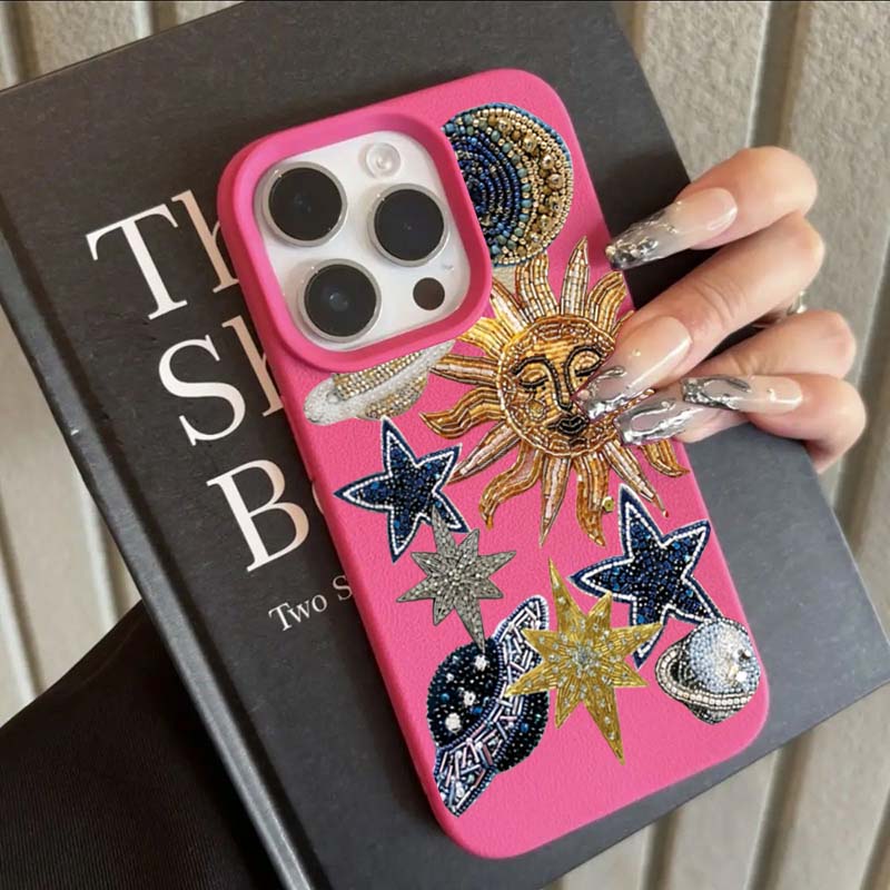 For iPhone 17 16 15 14 13 12 11 Pro Max Case Mosaic Print Of Spaceships Stars Lichee Pattern Cover For iPhone XS X XR 16e Fundas