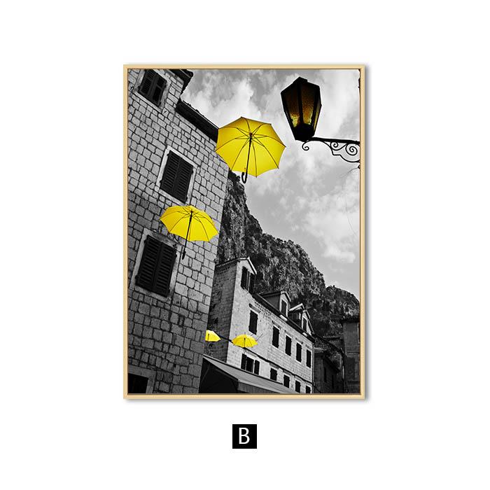 

Городской пейзаж, винтажный постер, желтый мотоцикл, настенная живопись, воздушный шар, холст, картина, настенные панно для гостиной, домашний декор 50x70cm No Frame