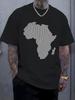 Men's African Continent Graphic T-Shirt | Black with White Geometric Print - Lightweight Summer Tee for Everyday and Formal Wear - Casual Streetwear E