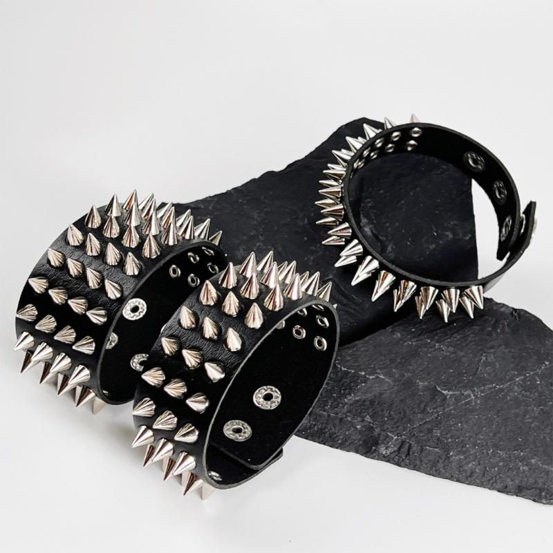 Modern Pointed Studs Multi Layer Leather Bracelet Adjustable Secure For Fashion Lovers Stylish Accessory Perfect Gift