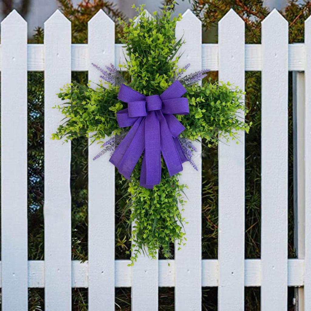Easter Cross Wreath Pendant Window Garland Easter Teardrop Swag for Front Door Living Room