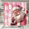 Christmas Shower Curtain Funny Santa Claus Shower Curtain Retro Xmas Holiday Washable Bathroom Decor Bath Curtain With Hooks