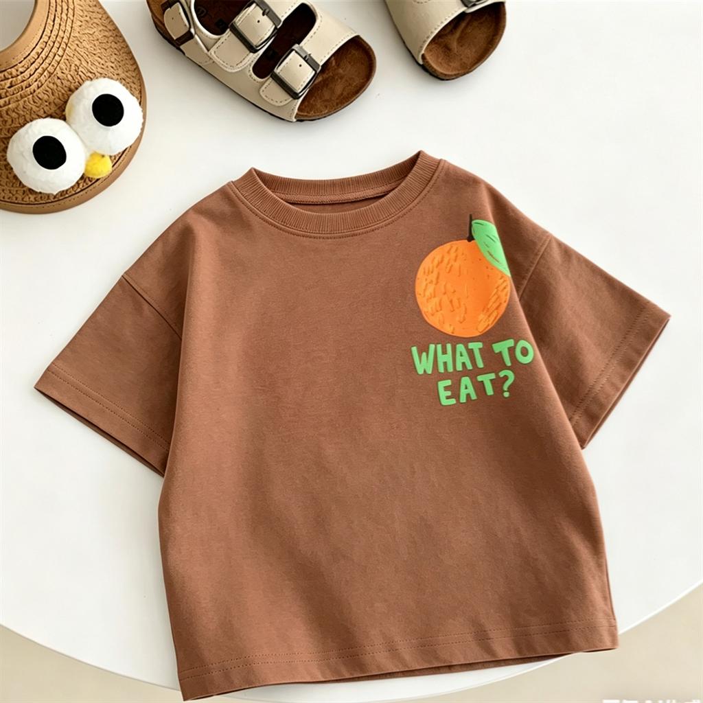 Children's Summer TShirt Crewneck Tops Loose Casual Tees Boys And Girls New Design Tees Pure Cotton Clothes Baby Short Sleeve