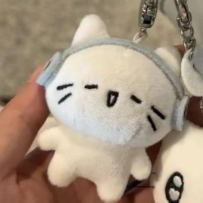 Sevimli Kulaklıklar Yavru Kedi Çift Anahtarlık Mini Ağlayan Kedi Bebek Peluş Anahtarlık Karikatür Köpek Arı Çanta Kolye Takıları Sırt Çantası Dekorasyonu