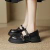 Retro British Style Small Leather Shoes for Women 2025 Spring and Autumn New Thick-soled One-word with Light Thick Heel Loafers Single Shoes for Women