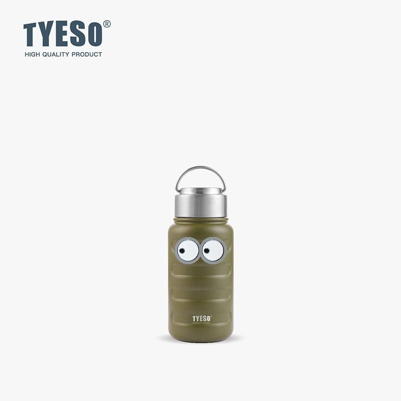 Tyeso 270ml Mini Thermos Mug Portable Stainless Steel Sport Vacuum Flask Large Capacity Thermal Tumbler Drinks Cup Water Bottle with Eye Sticker 270ML зелёный