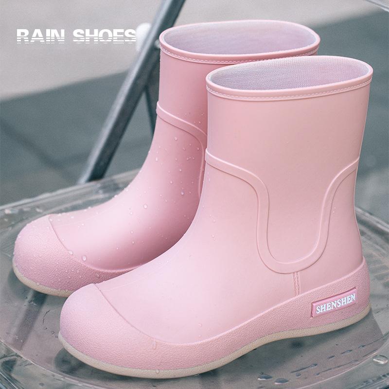 

Женские милые короткие студенческие водонепроницаемые резиновые сапоги в корейском стиле, повседневные, нескользящие, износостойкие, водные туфли для ношения на улице 40