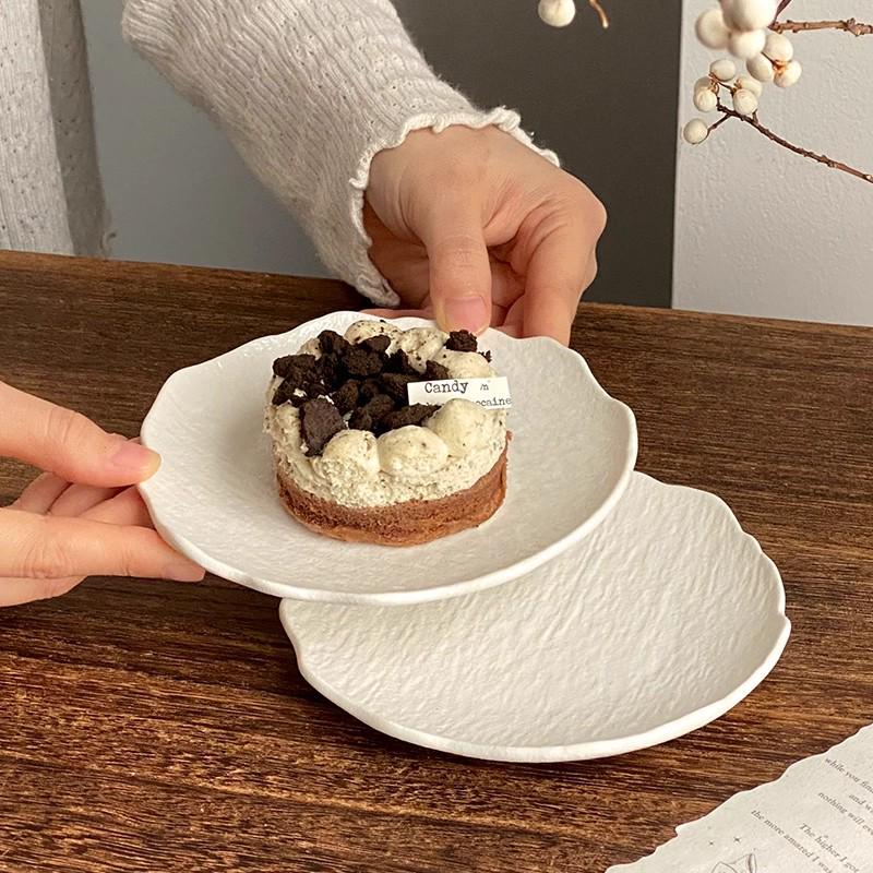 Creative Irregular Rock Texture Cake and Sushi Plate