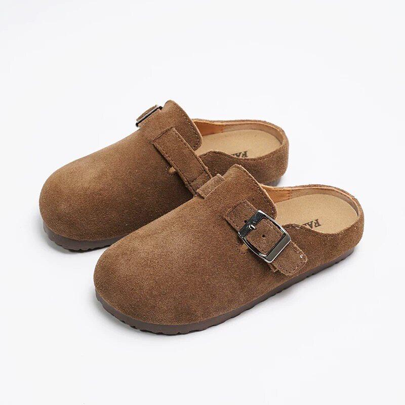 Kids' Genuine Leather Birkenstock Slippers 2025 Spring/Autumn Unisex Matte Leather Casual Shoes