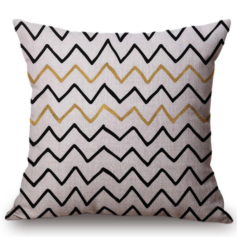 Scandinavian Throw Pillow Case Nordic Style Decorative Cushion Covers Black Yellow Geometric Strips Plaid Sofa Cushion Cover