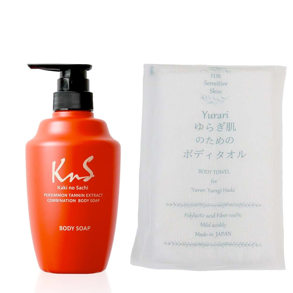 

Kakino Sachi Лечебное мыло для тела KnS Дезодорант из хурмы для предотвращения запаха тела Сделано в Включает мочалку для тела для чувствительной кожи [Квази-лекарственное средство] Таннин, 450 мл,