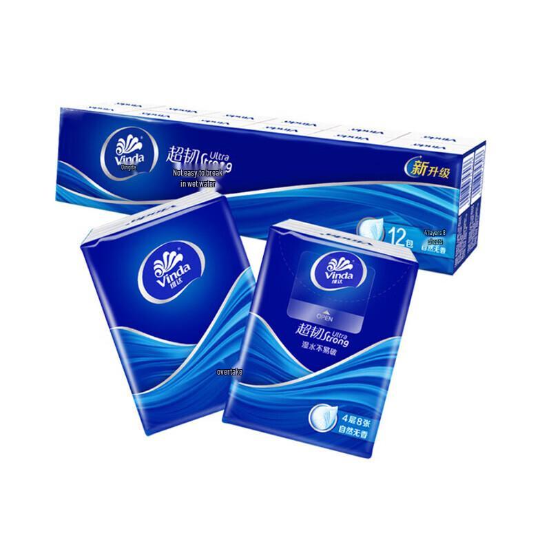Vinda Ultra-Strong 4-Ply Unscented Mini Handkerchief Tissues