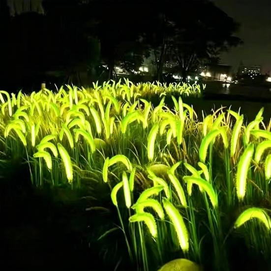 Solar Foxtail Light LED Foxtail Grass Solar-Powered Garden Light Decorative Light-up Foxtail Plant for Outdoor Yard Patio Lawn