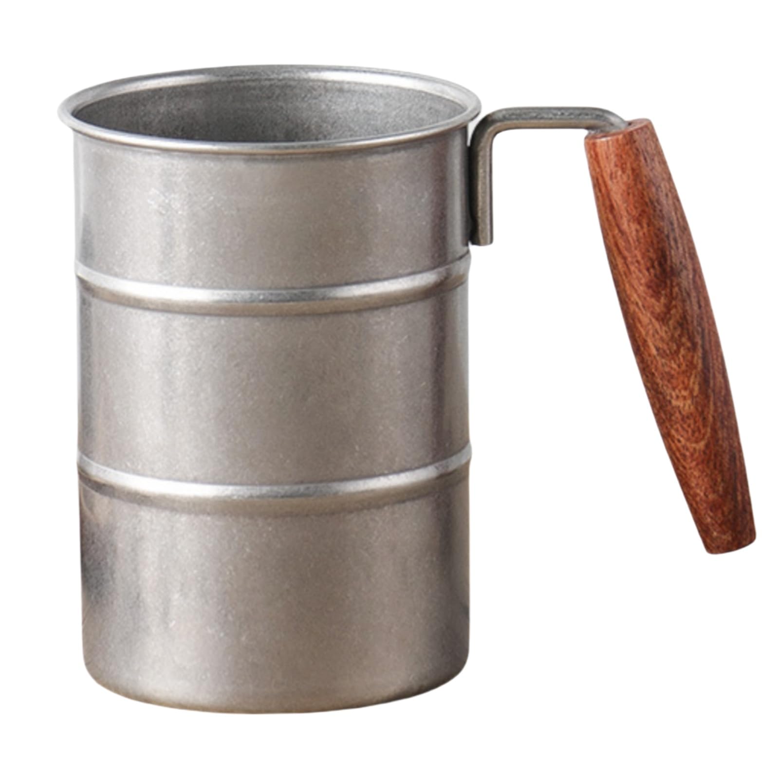 

KazeSo Stainless Steel Folding Travel Cup 370ml with Handle and Lid Retro Design Outdoor Mug Coffee Beer Handle (Wooden Cup) [Used]