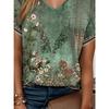 Women's T Shirt Print Ombre Floral Graphic Elegant Vintage Casual Short Sleeve V Neck Regular Tops Daily
