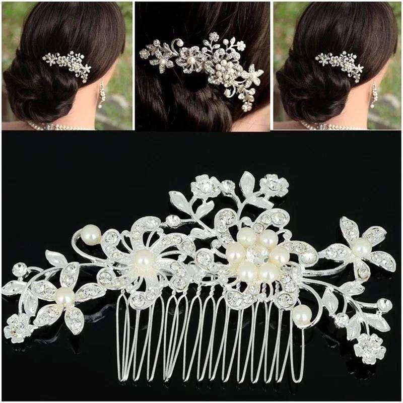 Neuer Braut-Haarkamm mit Strasssteinen Perlen-Tiaras Kristall-Haarspange Mädchen Party Schmuck Für Frauen Hochzeit Haar Mode Schmuck