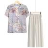 LangSha Elderly Women's Summer Floral Short Sleeve Set