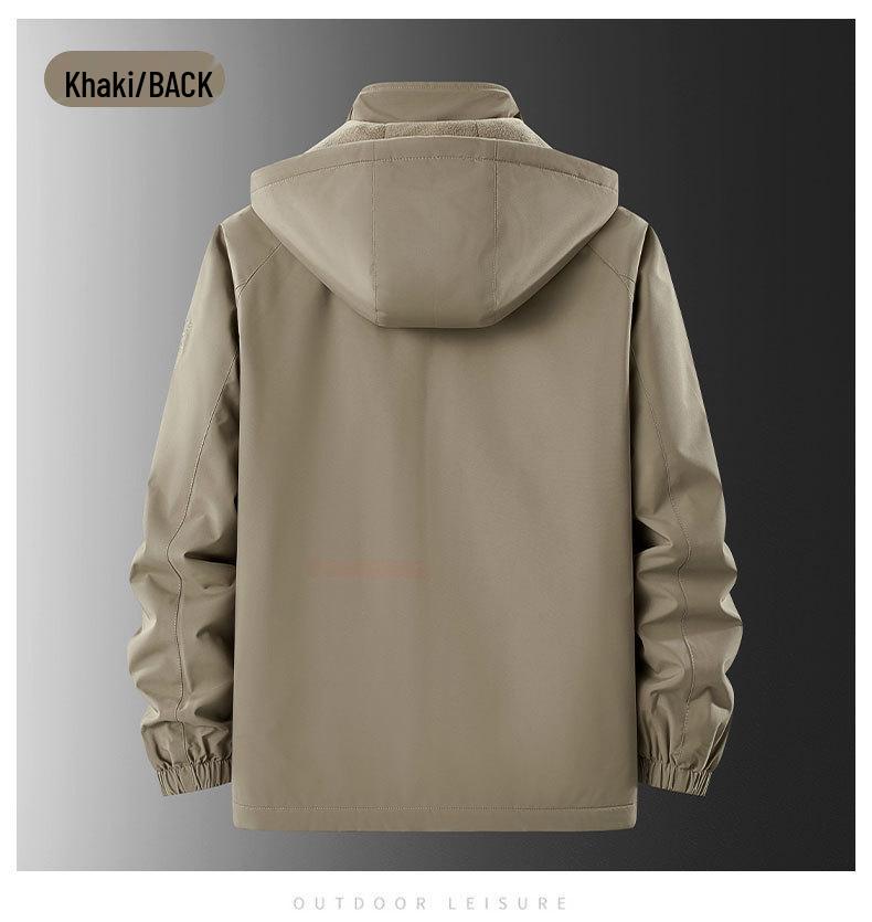 Men's Fleece-Lined Thick Jacket: Autumn/Winter Warm, Plus Size, Windproof & Waterproof Outdoor Coat.