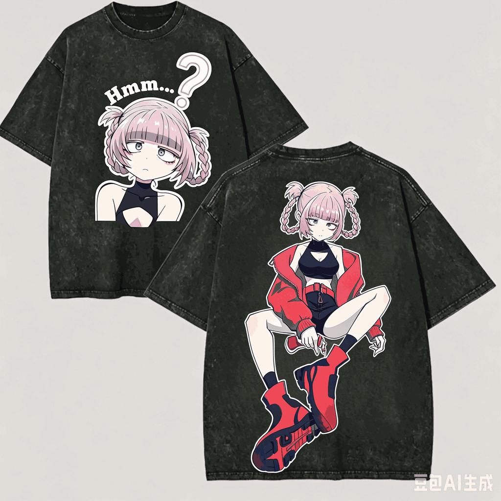 2026 Call of The Night Nazuna T-shirt Estetica Anime Lavata Vintage a Due Lati Unisex Oversize Y2K Streetwear Cotone T-shirt Grafica