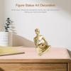 HOMSFOU Abstract Reading Man Statue - Golden Resin Thinker Sculpture for Home, Office, Library, and Room Decor, Minimalist Art Figurine Gift for Men,