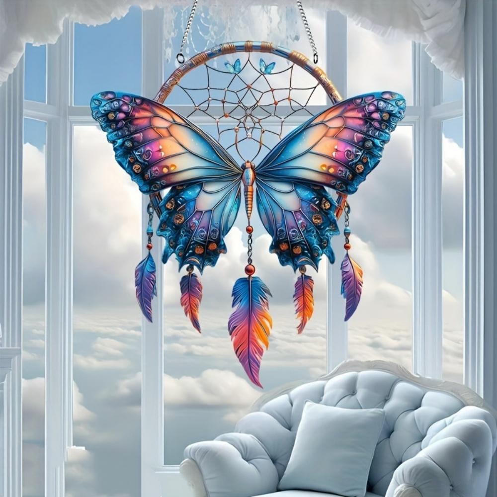 1PCS Acrylic Dream Pendant Catcher Hanging Ornament Waterproof Design Home Decor Butterfly Hummingbird Art Gift Idea Decoration