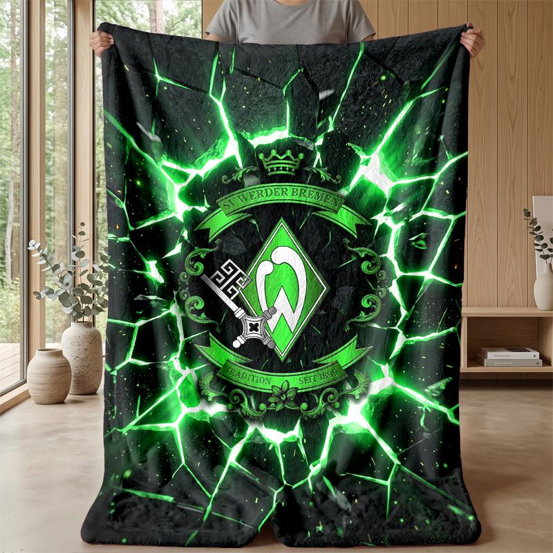 Coperta in Flanella con Stampa Calcio Werder Bremen, Coperta Morbida Calda Leggera per Divano Letto Campeggio