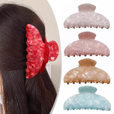 Hair Claw Curved Tooth Design Jelly Color Back Head Hair Clip Large Shark Hair Claw Large Updos Half-Tied Styles Hair Accessories