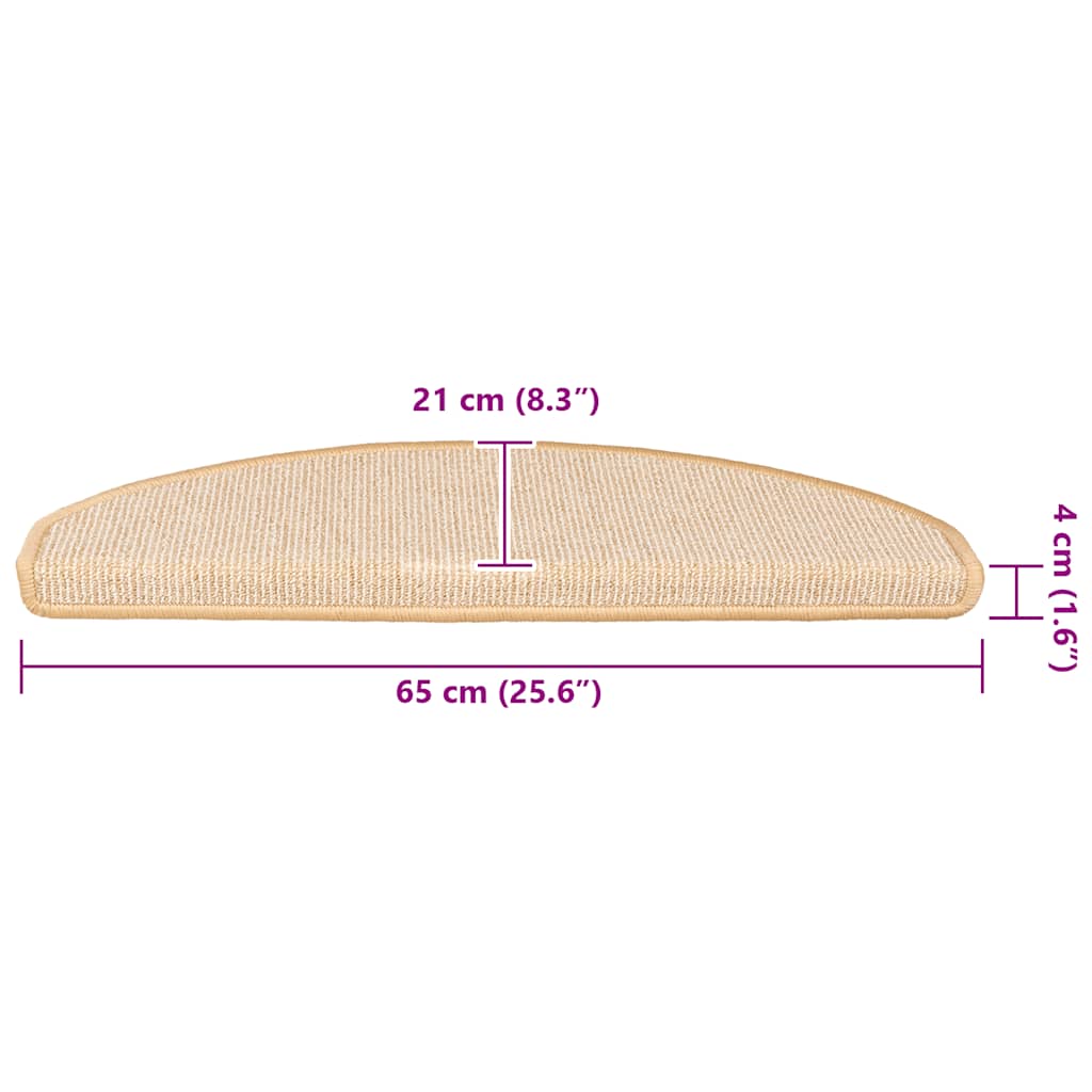 Step Mats 15 pcs. 65 x 21 x 4 cm Cream Semi Round Large
