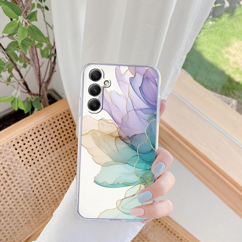 Marble Patterned Soft Silicone Clear Case For iPhone 11 12 13 14 15 Samsung A55 A54 A34 A15 S24 M35 Xiaomi Redmi Note 13 Pro Poco Shockproof Cover