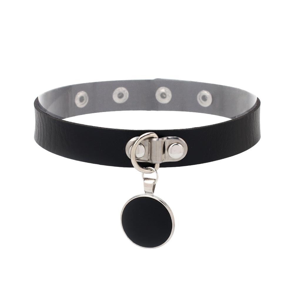 Black Punk Heart Leather Choker, Harajuku Dark Heart Clavicle Neck Band