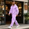 Men's Zip-Up Hoodie and Jogger Set with Multiple Pockets for Activewear
