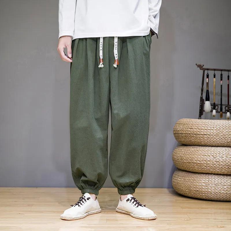 Men Casual Harajuku Pants Men Loose Long Trousers Male Retro Trendy Chinese Style Pants Spring Autumn Men Cotton Comfortable Pants