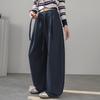 Womens High-Waisted Wide Leg Pants Winter Thick Fleece-Lined Loose Fit Casual Trousers Petite