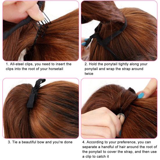 Ponytail Wig Pear Flower Band Hair Extension Long High Temperature Fiber Ponytail Hair for Women