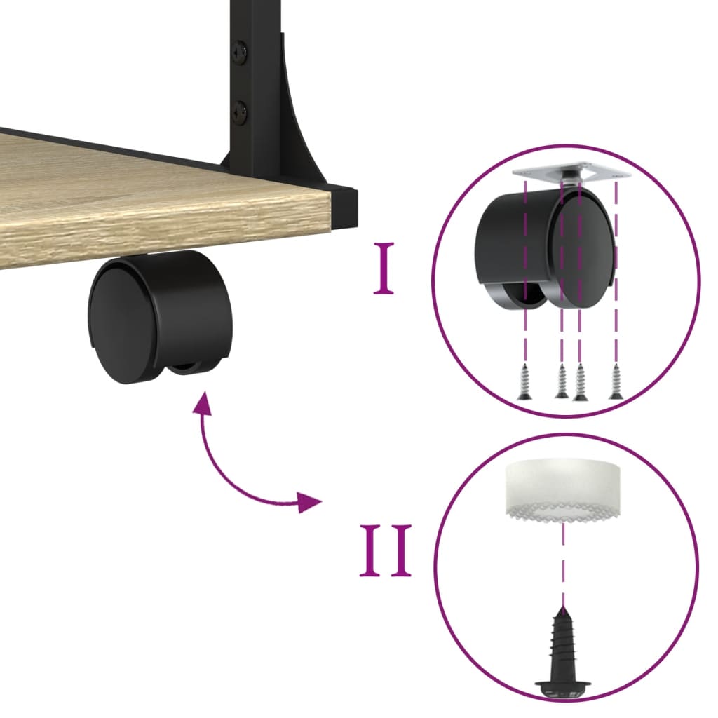 Printer Stand with 3 Shelves Sonoma Oak Finish 43 x 48 x 64 cm Particleboard