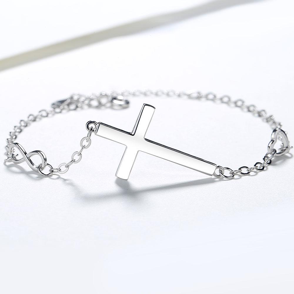 925 Silver Cross Bracelet: Elegant Unisex Fashion