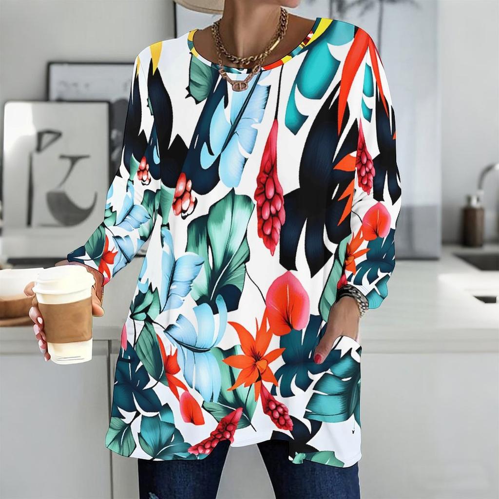 Ladies V Neck Plus Size Long Sleeve Blouse Soft Loose Tops For Casual Outdoor Activities
