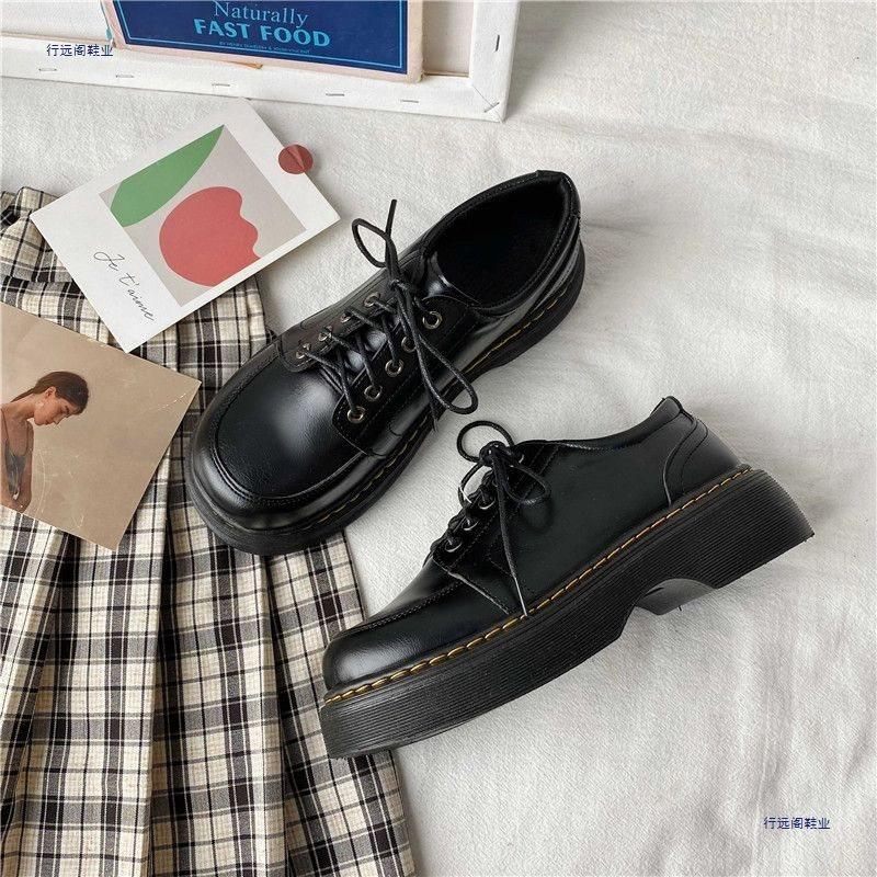 Shoes women's new small leather shoes retro style leather shoes college style platform versatile shoes