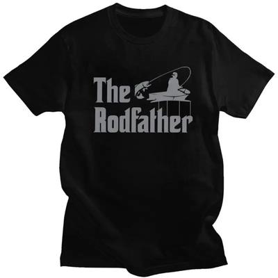 T-shirt de pêche personnalisé The Rodfather pour hommes à manches courtes T-shirt Cool Cadeau Pêcheur Poisson T-shirts Coupe ample 100% Coton