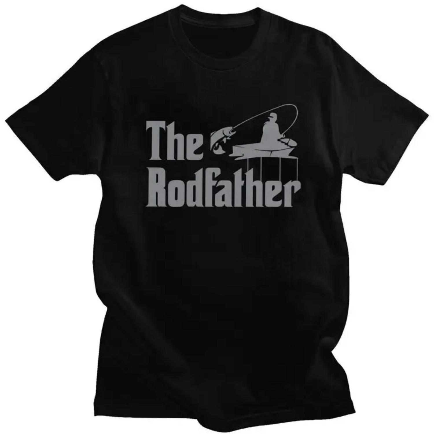 

Custom The Rodfather Fishing Tshirt for Men Short Sleeve T Shirt Cool Fisherman Fish Gift T-shirts Loose Fit 100% Cotton Tee S чёрный