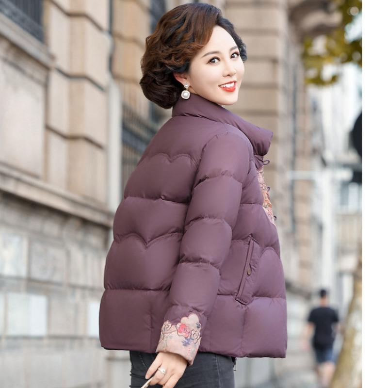 Mom's winter down cotton-padded clothes, new middle-aged and old women's clothing, winter down short cotton-padded jacket.