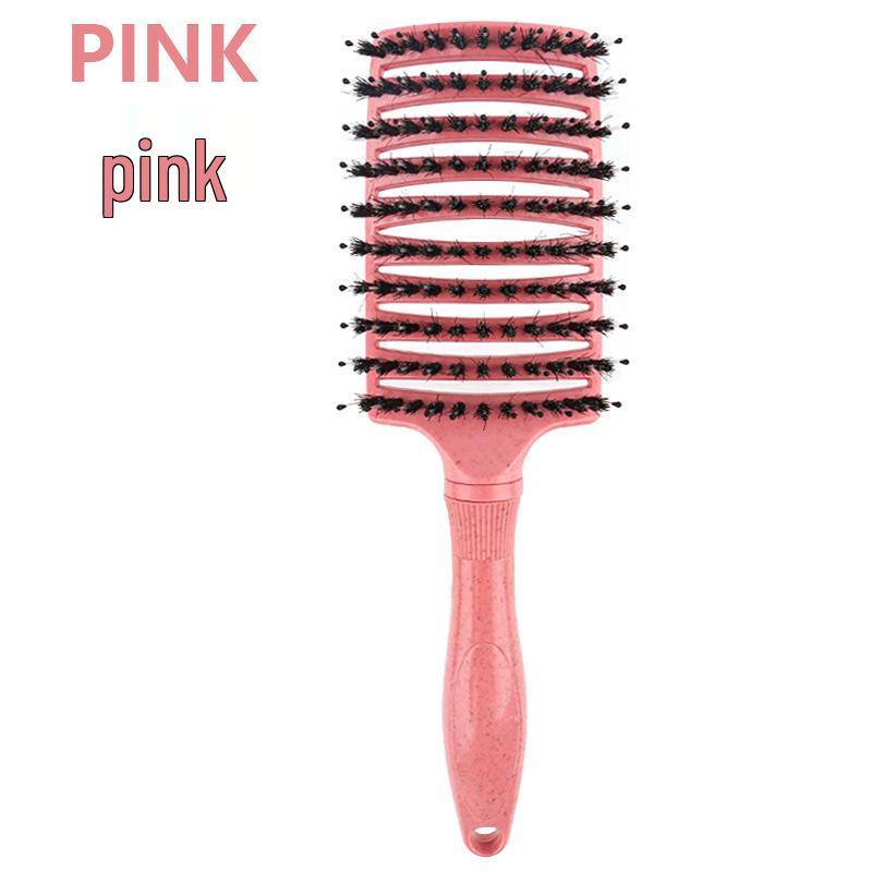 

Wheat Straw Scalp Massage Curved Hairbrush for Curly Styling розовый
